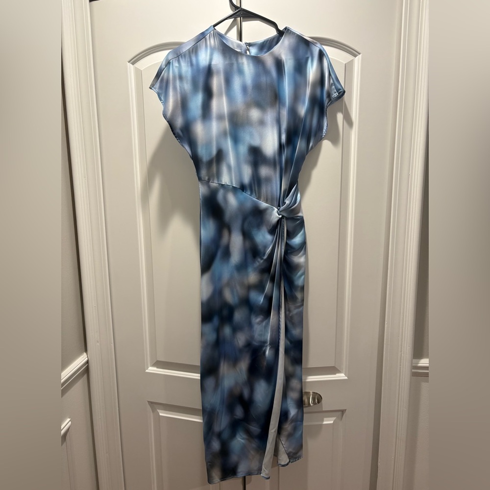 ZARA - Sky Blue Silk Patterned Maxi Dress - Picture 4 of 5